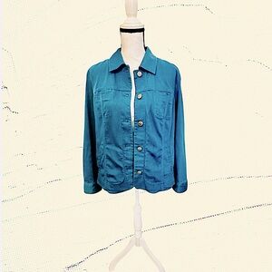 EUC! CHICO’S TEAL BLUE EMBROIDERED JACKET